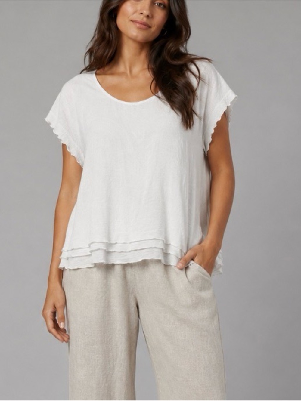 Soft Surroundings White Oversized slub cotton Short sleeve top size S